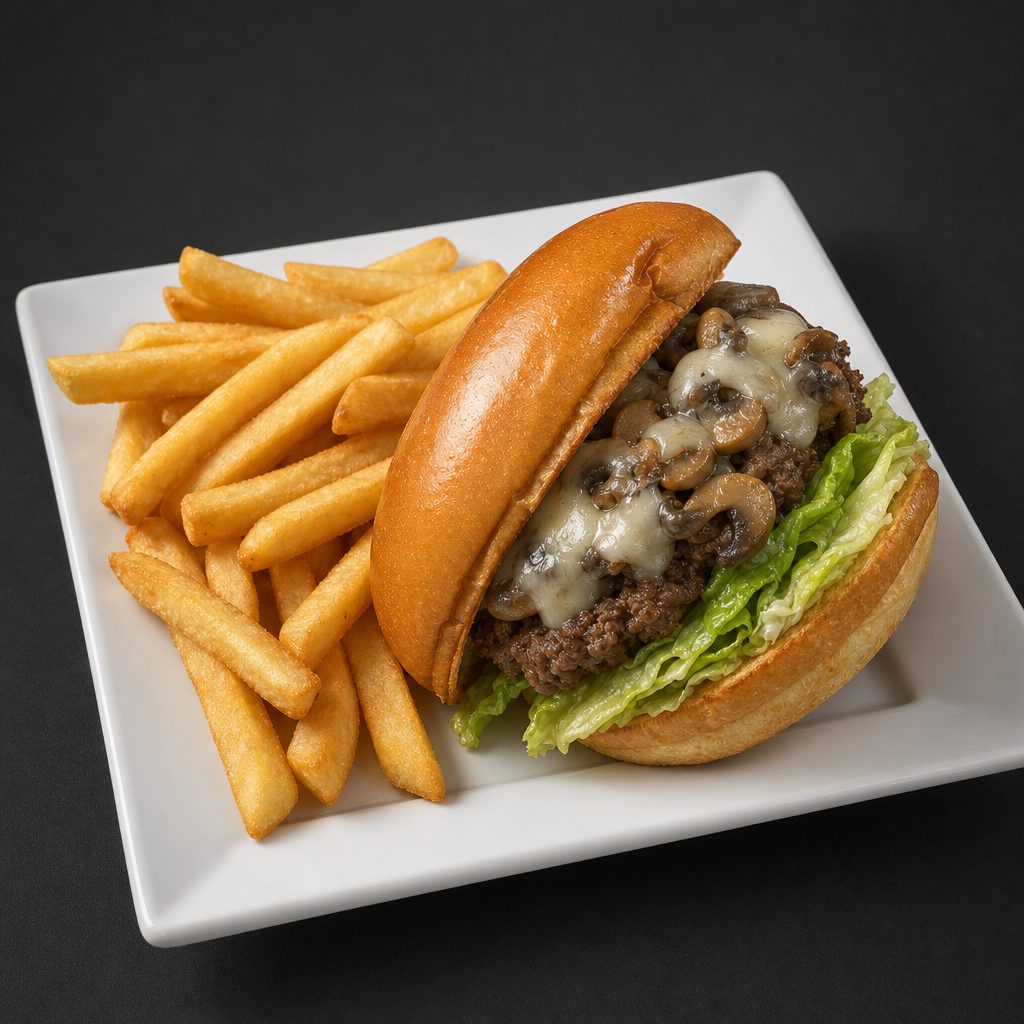 Mushroom Swiss Burger.
